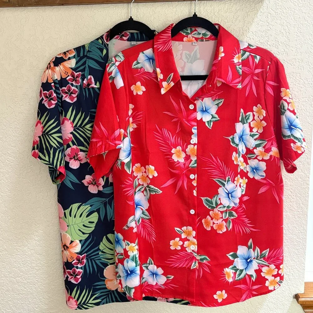 Ladies' Hawaiian Button Down Shirts, Bundle of 2, Size L - Picture 2 of 14